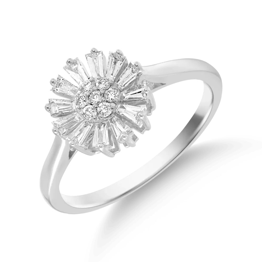 Inel floare din aur alb cu diamante de 0.37ct