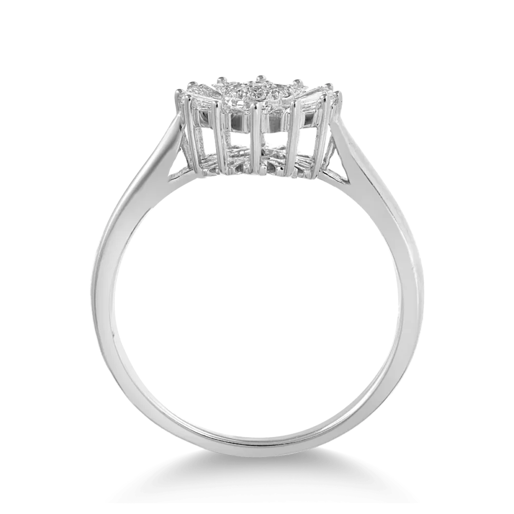 Inel floare din aur alb cu diamante de 0.37ct - imagine 2