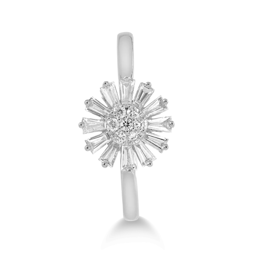 Inel floare din aur alb cu diamante de 0.37ct - imagine 3