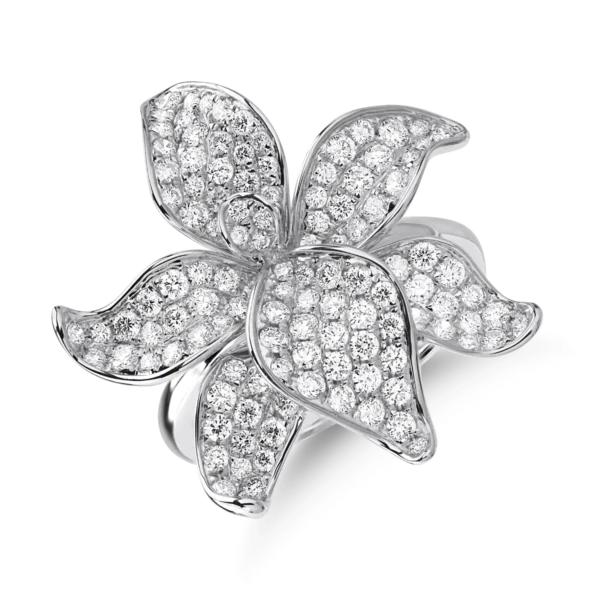 Inel floare din aur alb cu diamante de 1.3ct