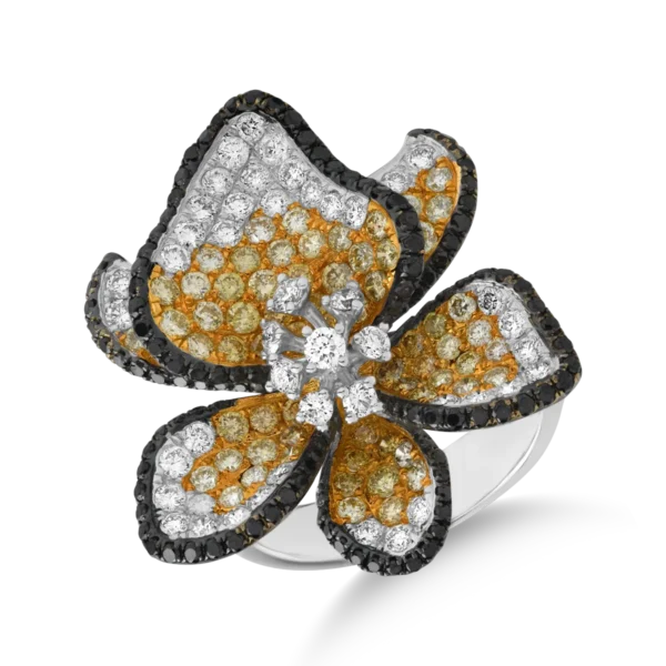 Inel floare din aur alb cu diamante de 2.97ct