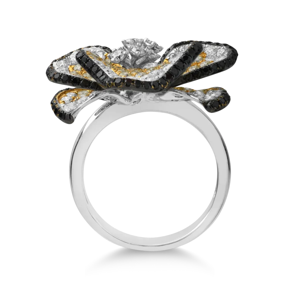 Inel floare din aur alb cu diamante de 2.97ct - imagine 2