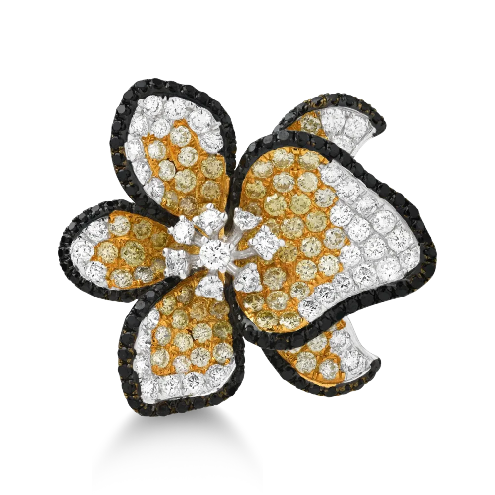 Inel floare din aur alb cu diamante de 2.97ct - imagine 3