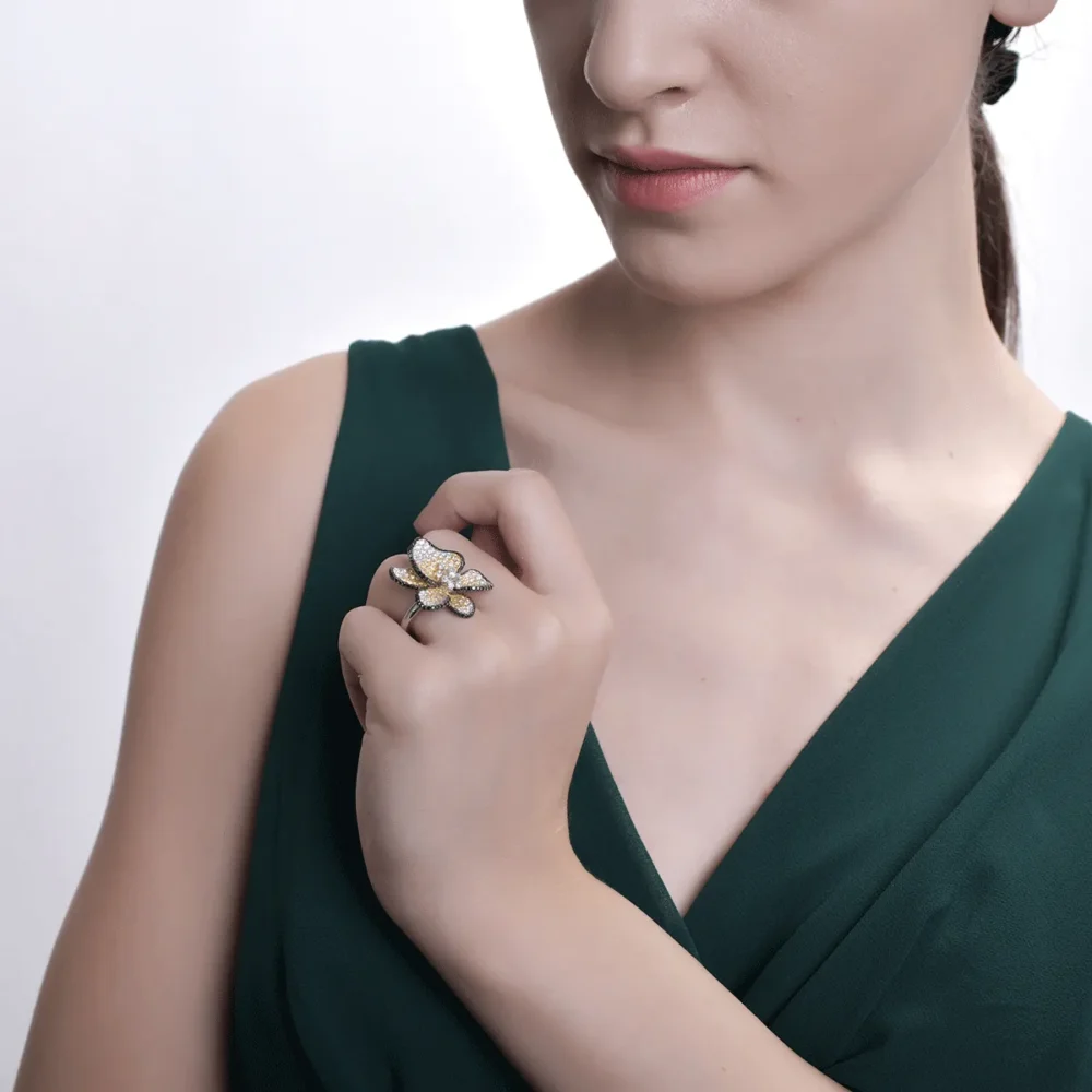 Inel floare din aur alb cu diamante de 2.97ct - imagine 4