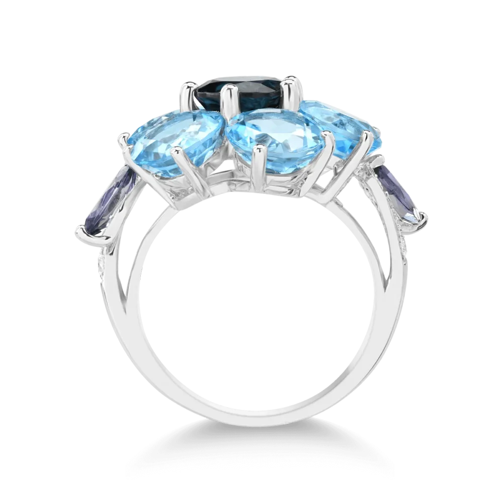 Inel floare din aur alb cu pietre pretioase si semipretioase de 9.92ct - imagine 2