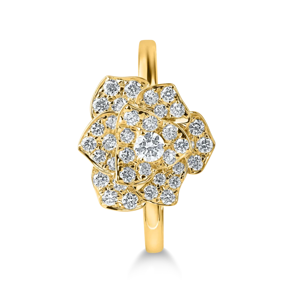 Inel floare din aur galben cu diamante de 0.4ct - imagine 2