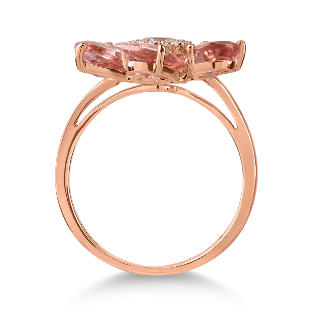 Inel floare din aur roz cu pietre pretioase si semipretioase de 3.9ct - imagine 2