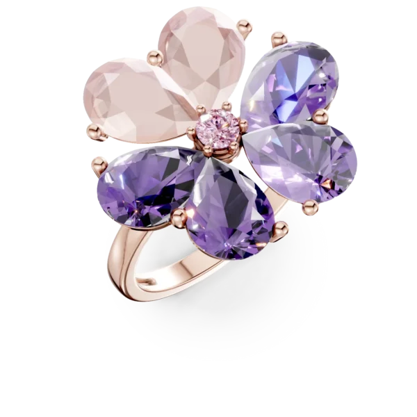 Inel floare din aur roz cu pietre semipretioase de 7.2ct