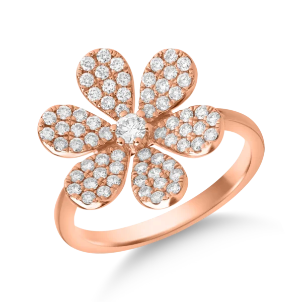 Inel floare din aur roz cu diamante de 0.66ct