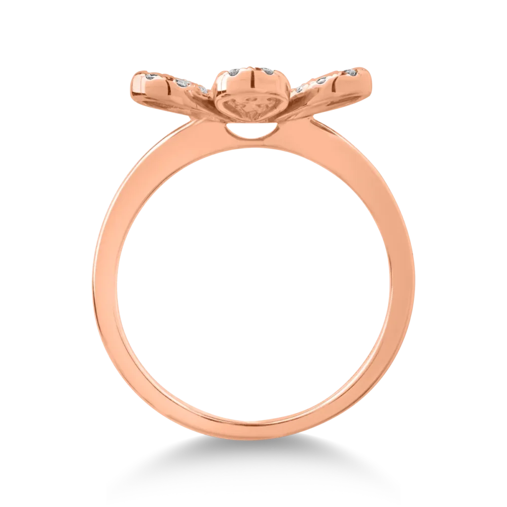 Inel floare din aur roz cu diamante de 0.66ct - imagine 2