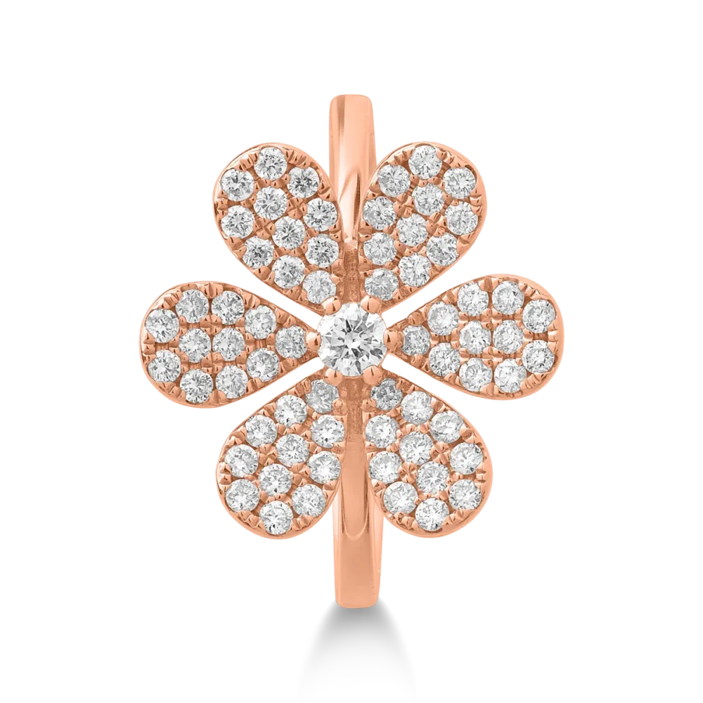 Inel floare din aur roz cu diamante de 0.66ct - imagine 3