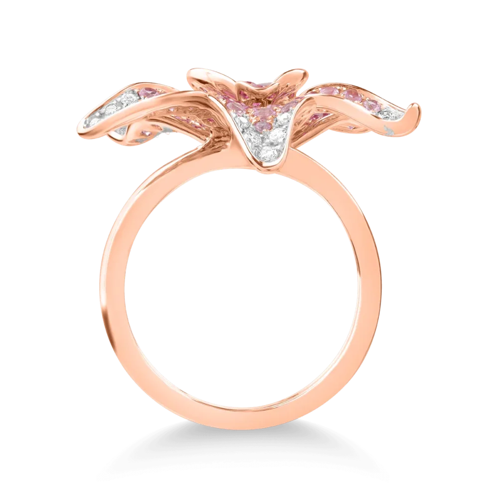 Inel floare din aur roz cu pietre pretioase de 1.63ct - imagine 2