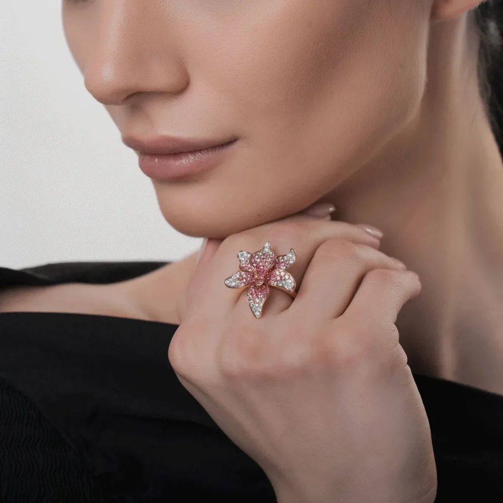 Inel floare din aur roz cu pietre pretioase de 1.63ct - imagine 4