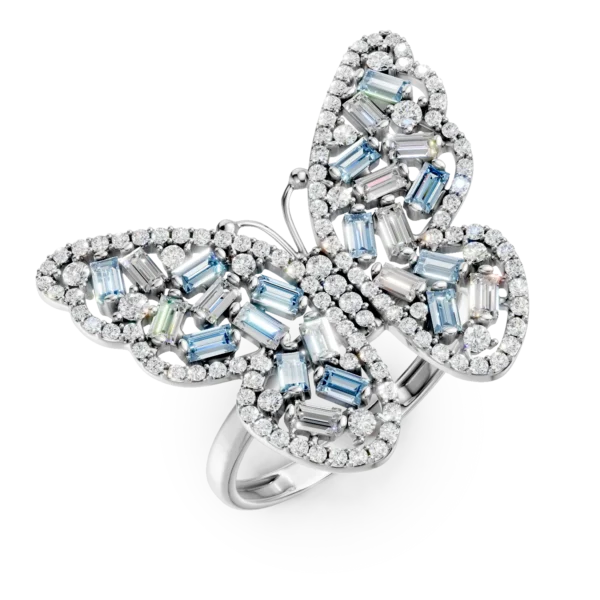 Inel fluture din aur alb cu zirconii