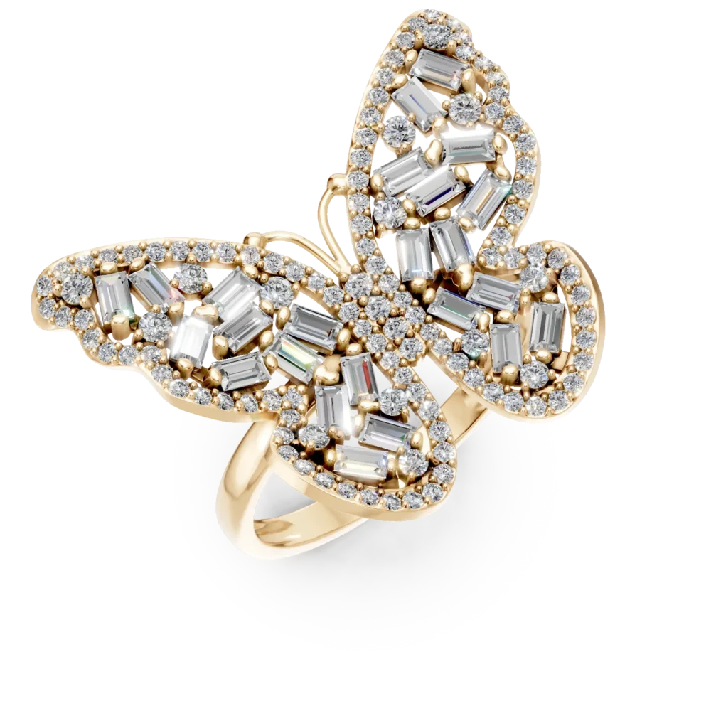 Inel fluture din aur galben