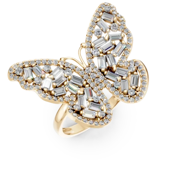 Inel fluture din aur galben