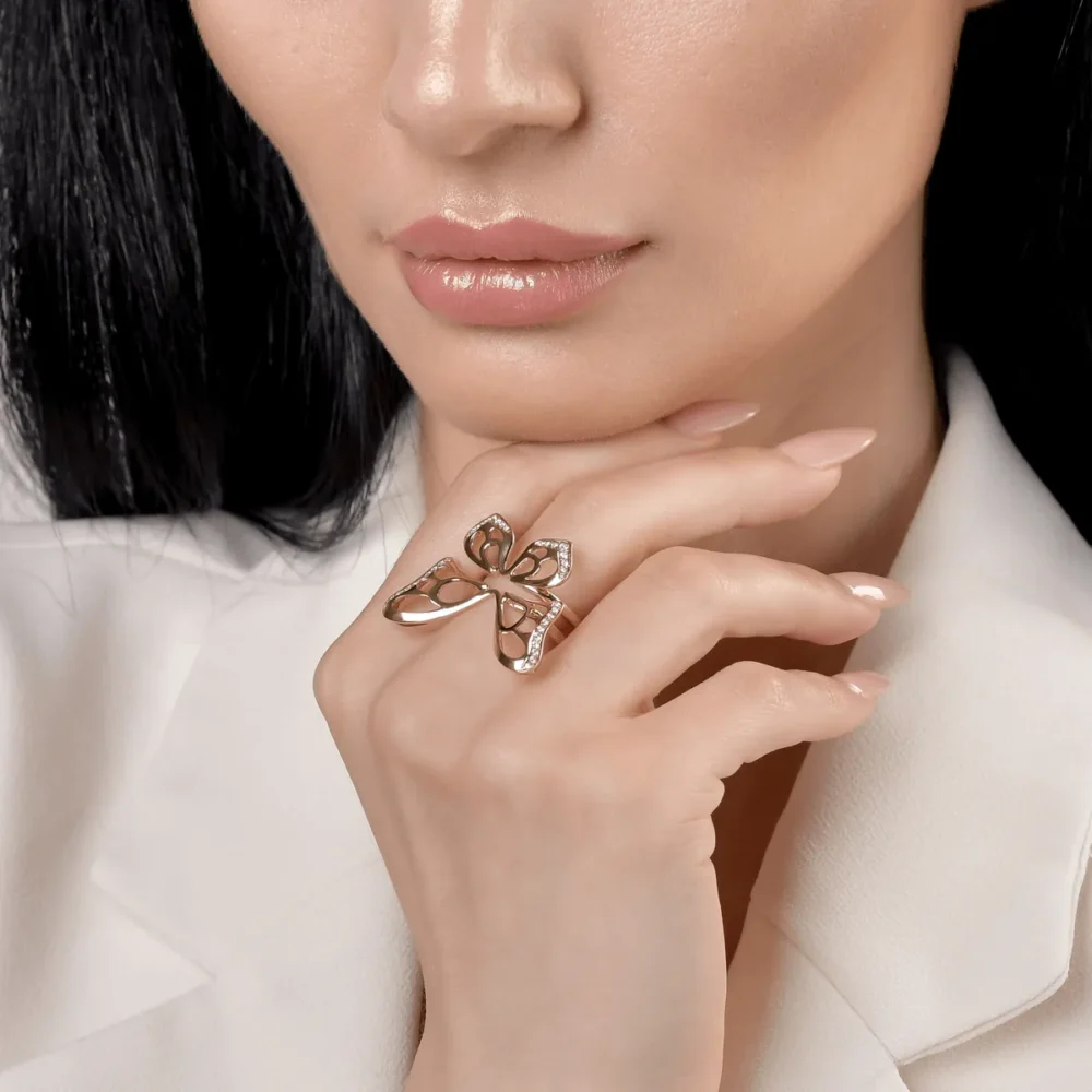 Inel fluture din aur galben cu ametiste verzi de 11.5ct si diamante de 0.38ct - imagine 11