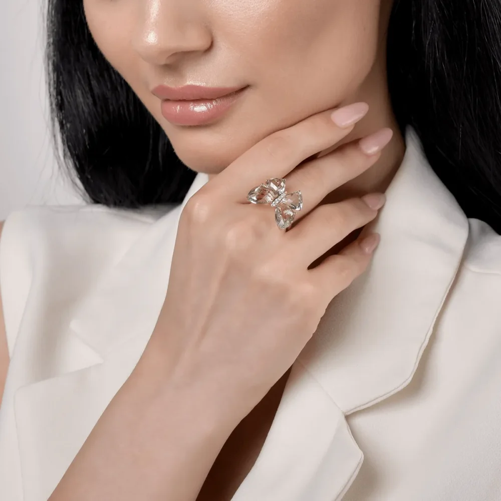 Inel fluture din aur galben cu ametiste verzi de 11.5ct si diamante de 0.38ct - imagine 12