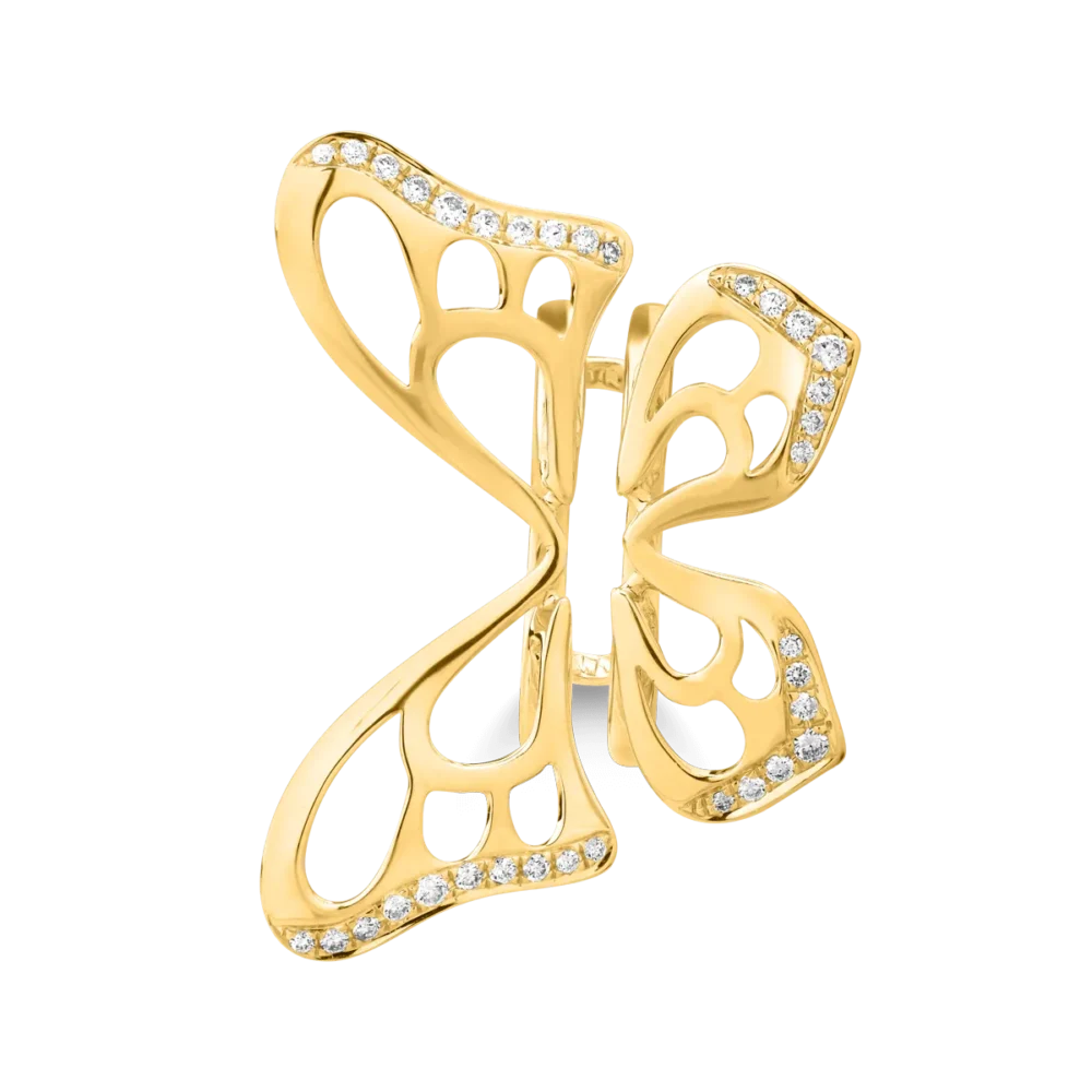 Inel fluture din aur galben cu ametiste verzi de 11.5ct si diamante de 0.38ct - imagine 9