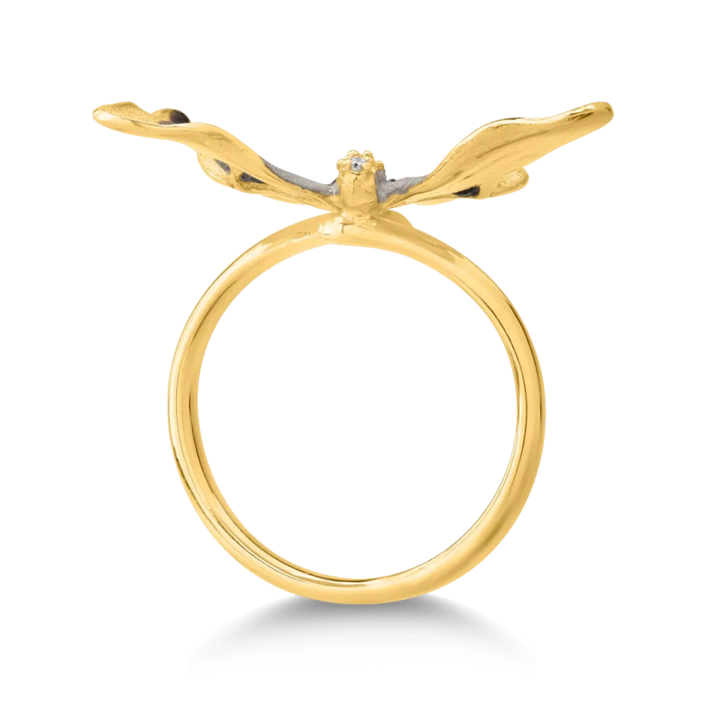 Inel fluture din aur galben cu diamant de 0.06ct - imagine 2