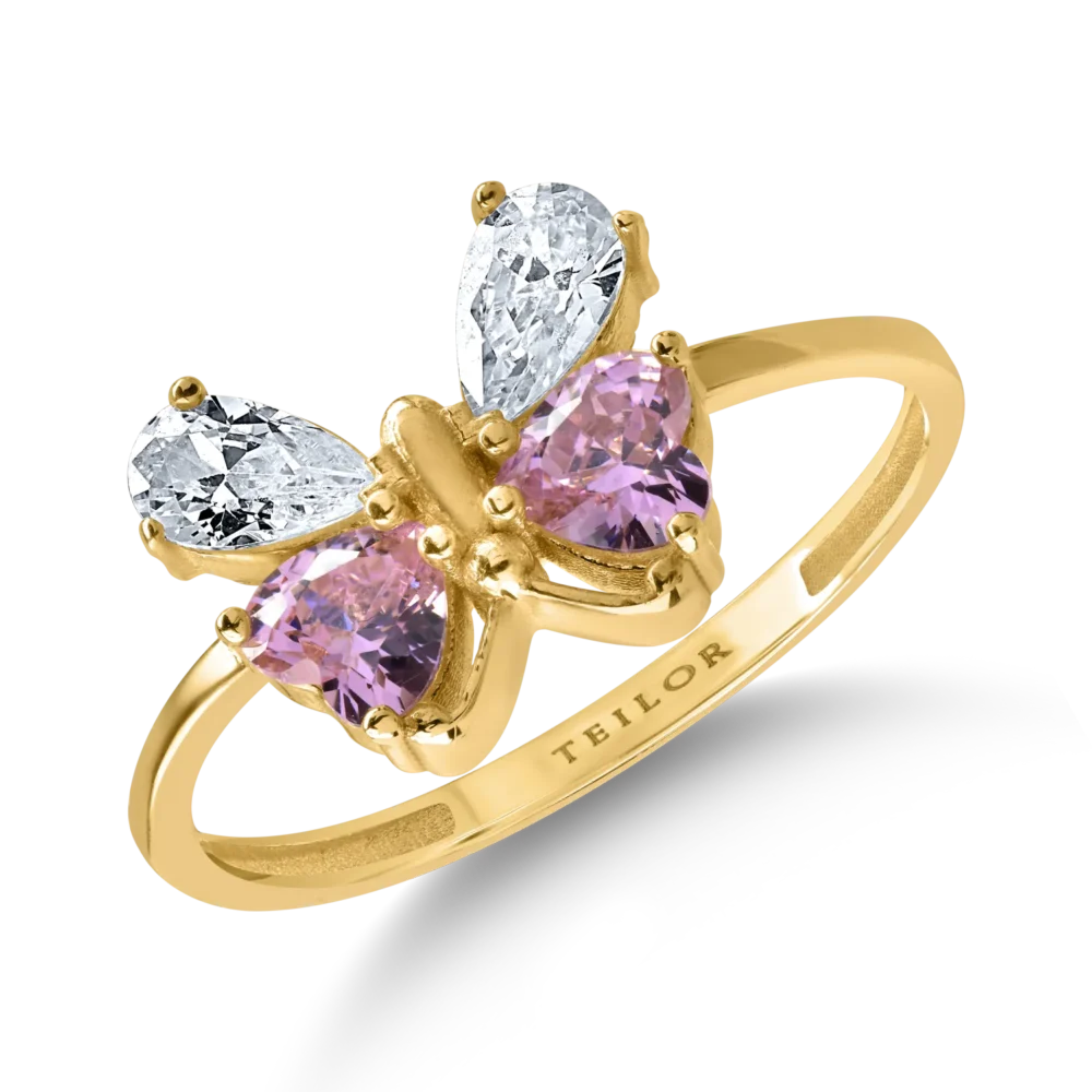 Inel fluture din aur galben