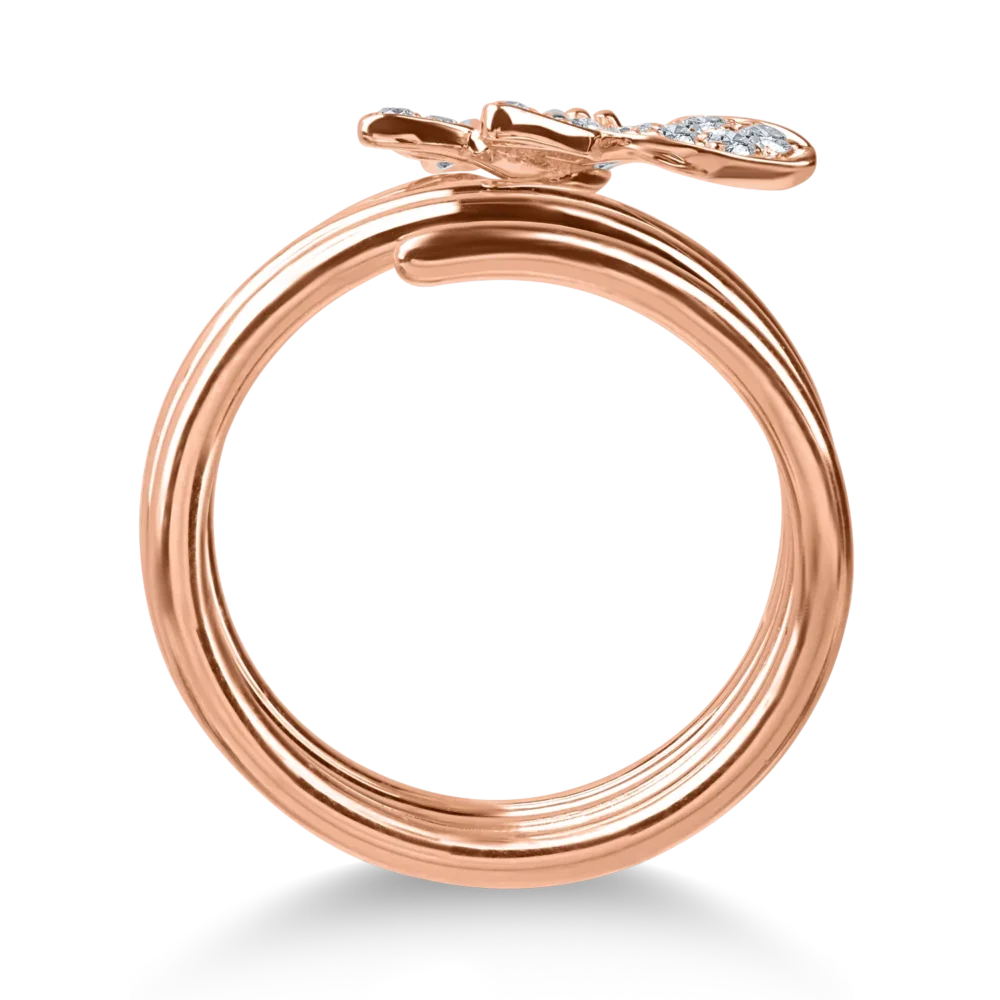Inel fluture din aur roz cu diamante de 0.4ct - imagine 2