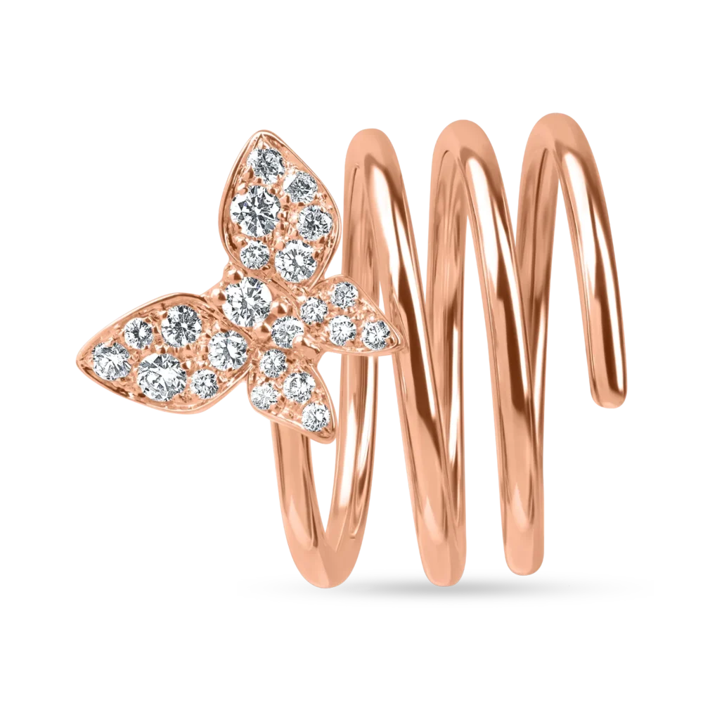 Inel fluture din aur roz cu diamante de 0.4ct - imagine 3