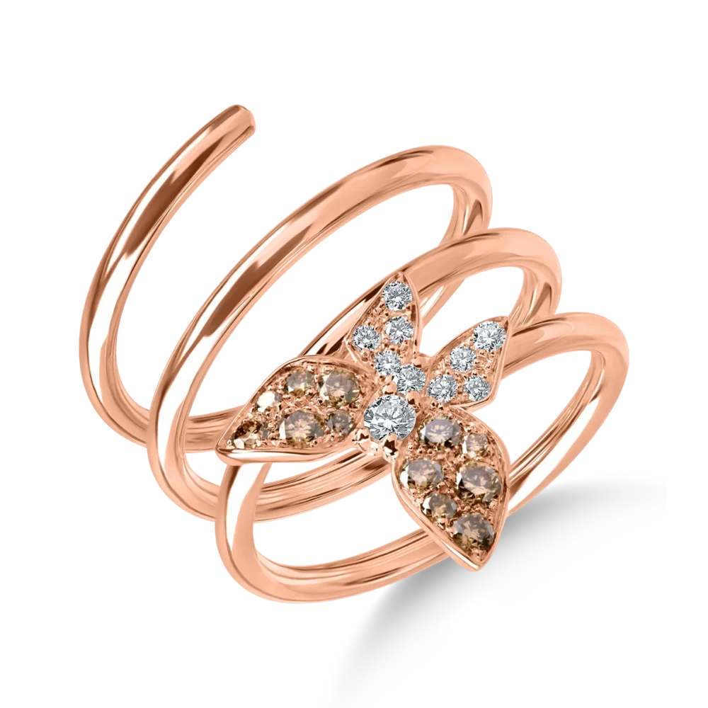 Inel fluture din aur roz cu diamante de 0.4ct