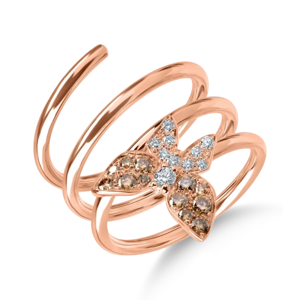 Inel fluture din aur roz cu diamante de 0.4ct