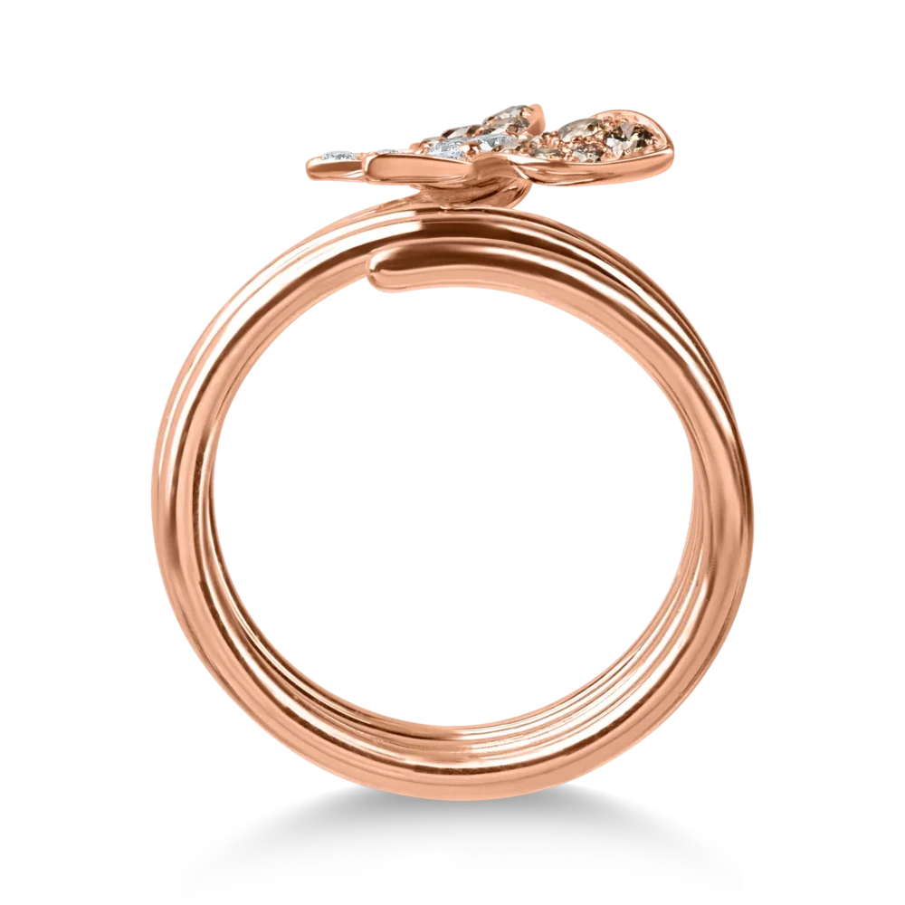 Inel fluture din aur roz cu diamante de 0.4ct - imagine 2
