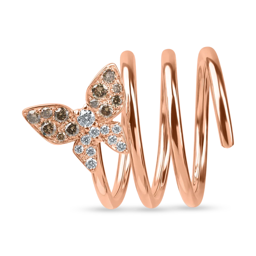 Inel fluture din aur roz cu diamante de 0.4ct - imagine 3