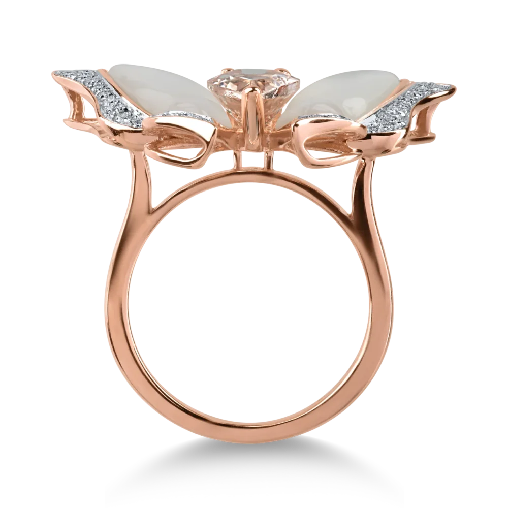 Inel fluture din aur roz cu pietre pretioase si semipretioase de 3.9ct - imagine 2