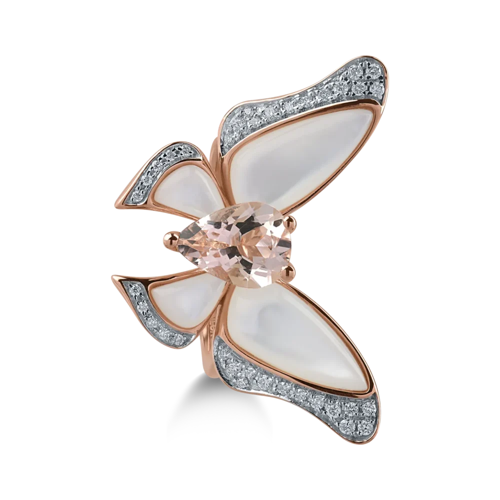 Inel fluture din aur roz cu pietre pretioase si semipretioase de 3.9ct - imagine 3