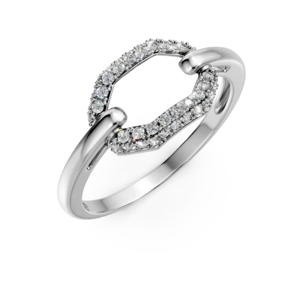 Inel geometric din aur alb cu diamante de 0.1ct