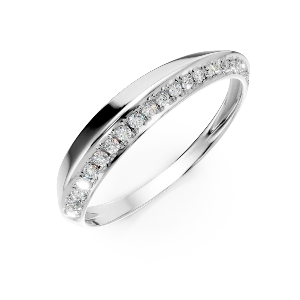 Inel geometric din aur alb cu diamante de 0.1ct