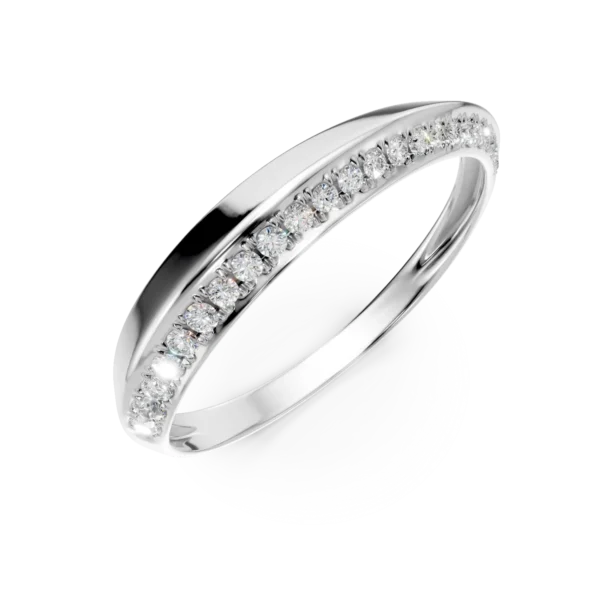 Inel geometric din aur alb cu diamante de 0.1ct