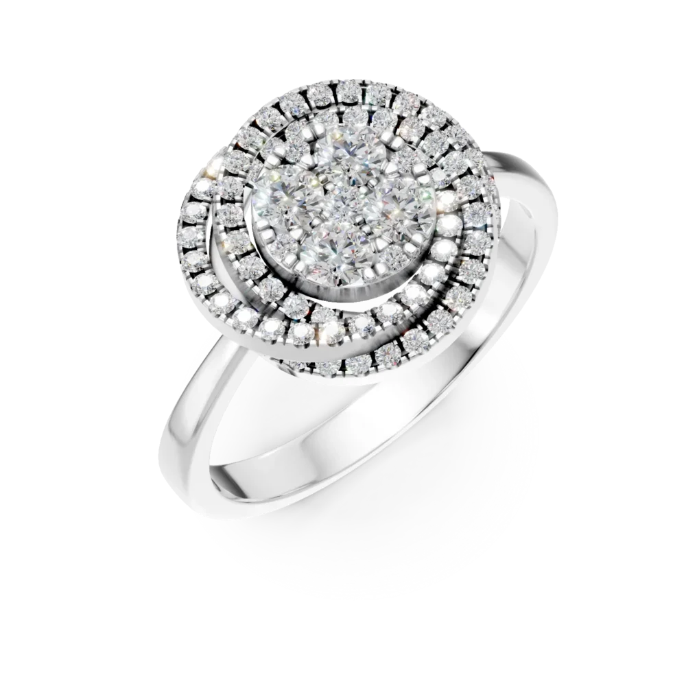 Inel geometric din aur alb cu diamante de 0.6ct