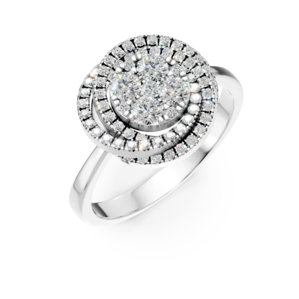 Inel geometric din aur alb cu diamante de 0.6ct