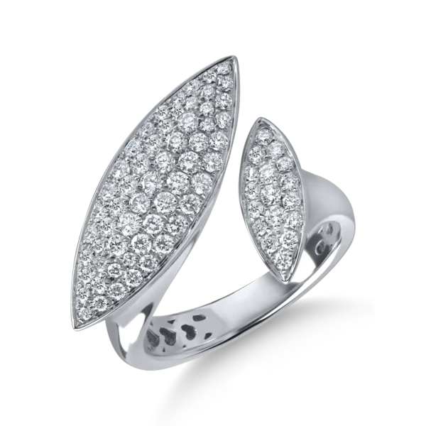 Inel geometric din aur alb cu diamante de 0.9ct