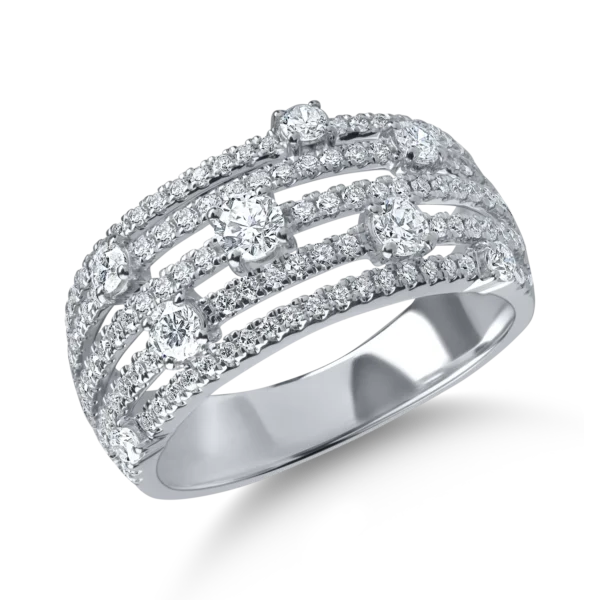 Inel geometric din aur alb cu diamante de 0.9ct