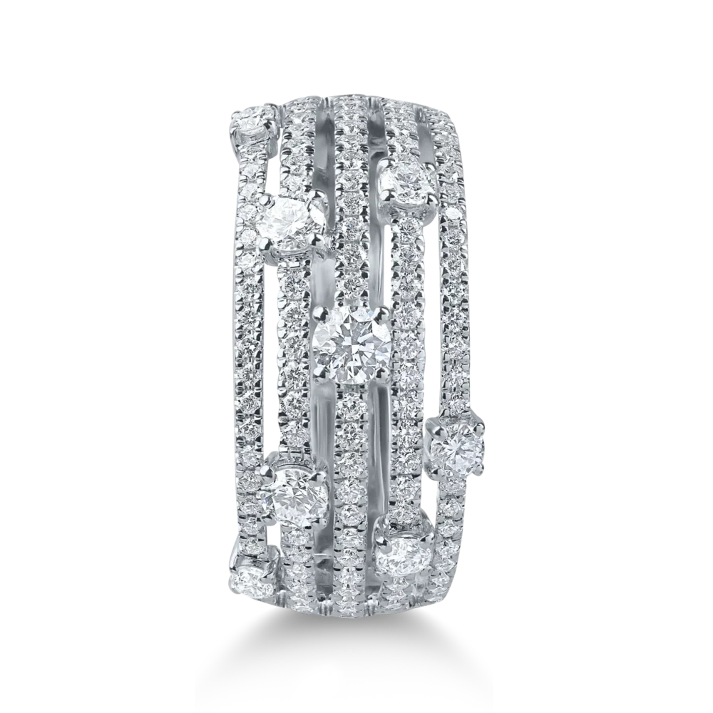 Inel geometric din aur alb cu diamante de 0.9ct - imagine 2