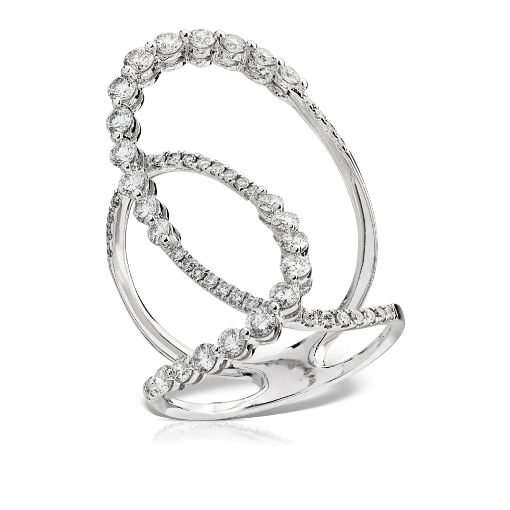 Inel geometric din aur alb cu diamante de 1.0ct