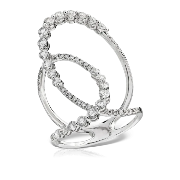 Inel geometric din aur alb cu diamante de 1.0ct