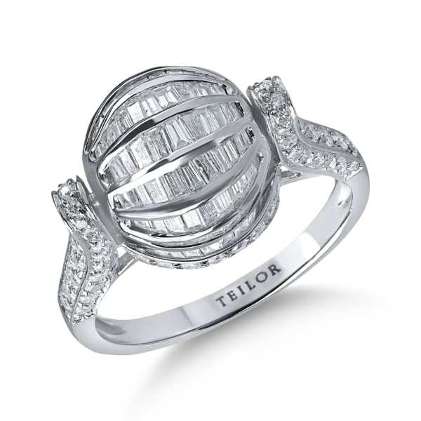 Inel geometric din aur alb cu diamante de 1.8ct