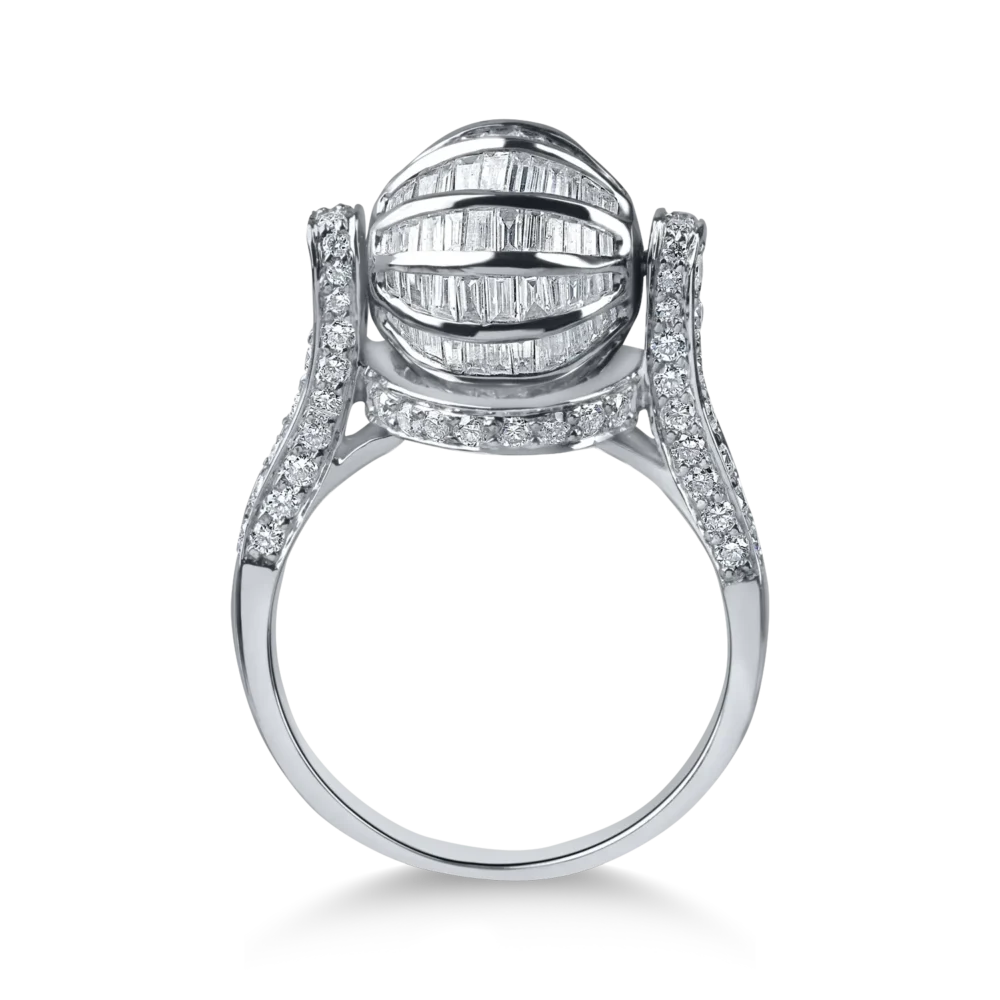 Inel geometric din aur alb cu diamante de 1.8ct - imagine 2