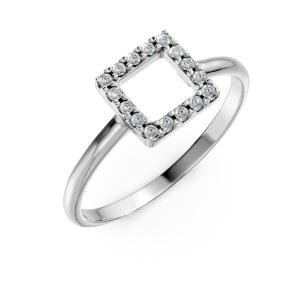 Inel geometric din aur alb cu zirconii