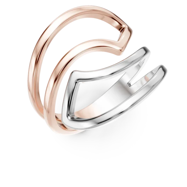 Inel geometric din aur alb-roz