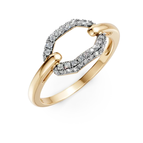 Inel geometric din aur galben cu diamante de 0.1ct