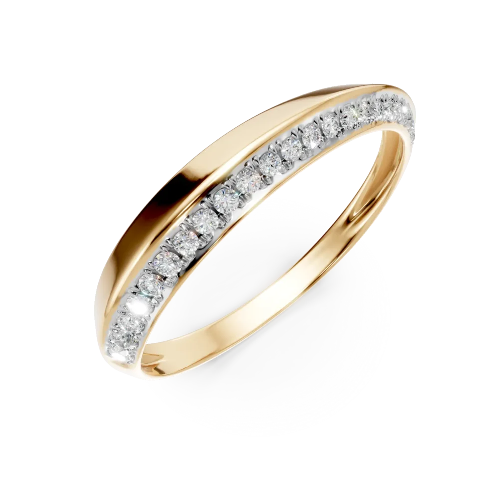 Inel geometric din aur galben cu diamante de 0.1ct