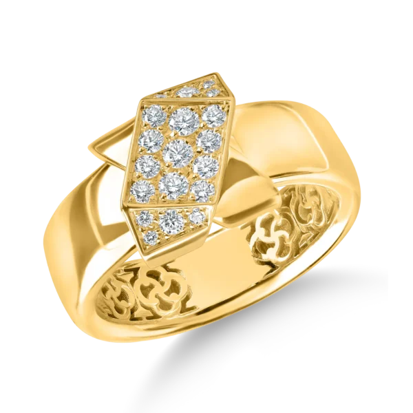 Inel geometric din aur galben cu diamante de 0.2ct